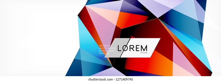 3d card on light backdrop. Abstract triangle pattern. Futuristic vector geometric background.