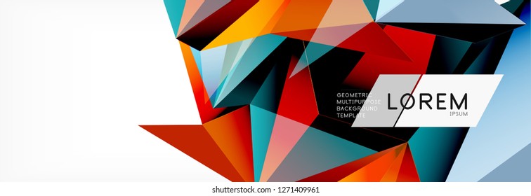 3d card on light backdrop. Abstract triangle pattern. Futuristic vector geometric background.