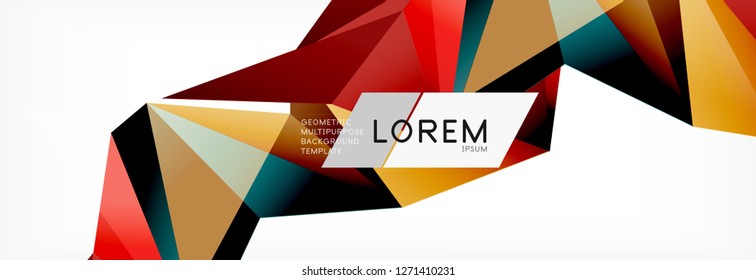 3d card on light backdrop. Abstract triangle pattern. Futuristic vector geometric background.