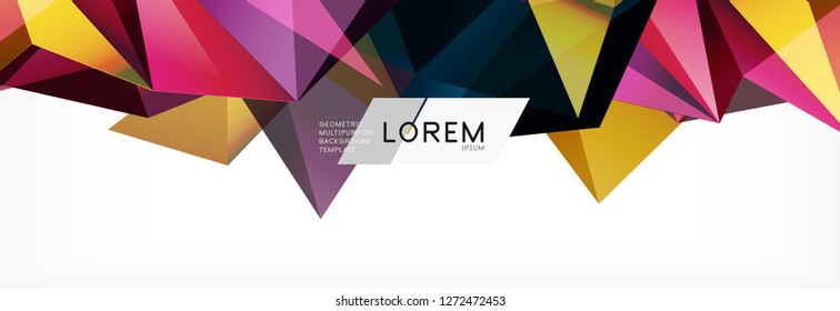 3d card on light backdrop. Abstract triangle pattern. Futuristic vector geometric background.