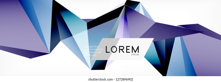 3d card on light backdrop. Abstract triangle pattern. Futuristic vector geometric background.