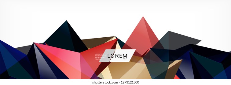3d card on light backdrop. Abstract triangle pattern. Futuristic vector geometric background.