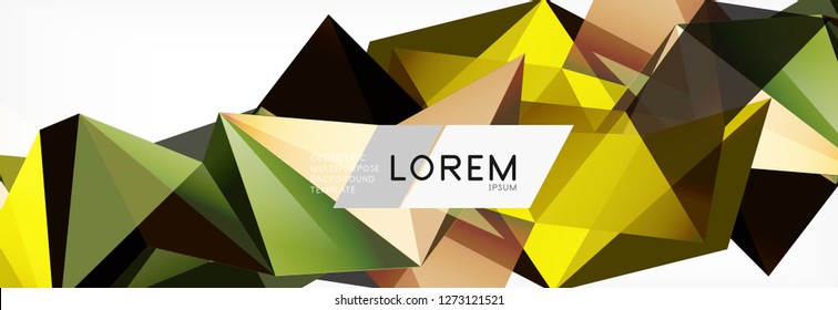 3d card on light backdrop. Abstract triangle pattern. Futuristic vector geometric background.