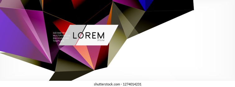 3d card on light backdrop. Abstract triangle pattern. Futuristic vector geometric background.