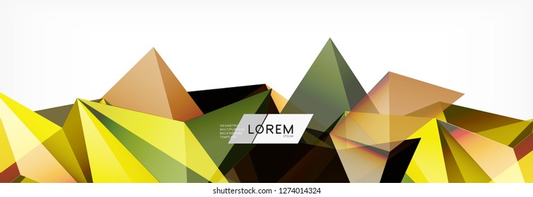 3d card on light backdrop. Abstract triangle pattern. Futuristic vector geometric background.