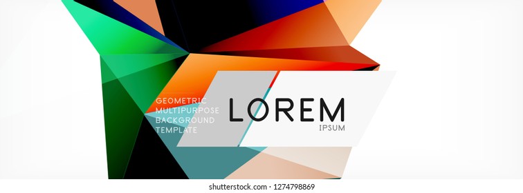 3d card on light backdrop. Abstract triangle pattern. Futuristic vector geometric background.