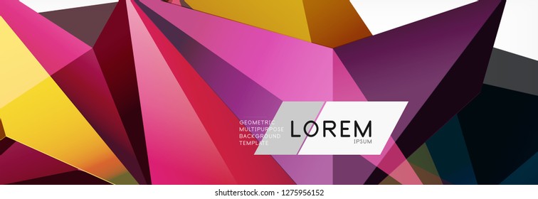 3d card on light backdrop. Abstract triangle pattern. Futuristic vector geometric background.