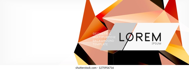 3d card on light backdrop. Abstract triangle pattern. Futuristic vector geometric background.
