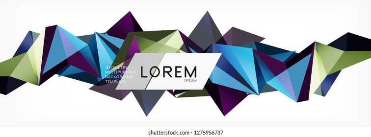 3d card on light backdrop. Abstract triangle pattern. Futuristic vector geometric background.
