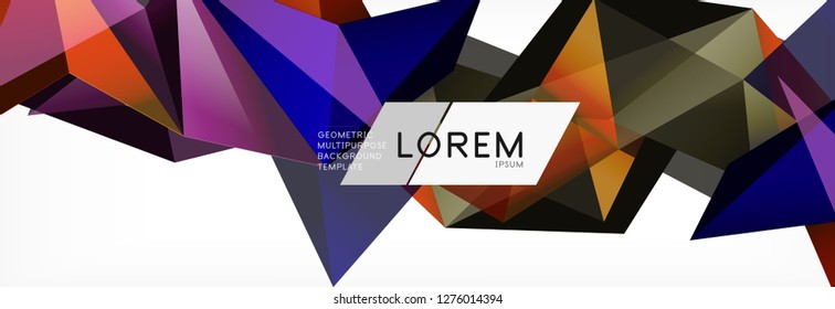 3d card on light backdrop. Abstract triangle pattern. Futuristic vector geometric background.
