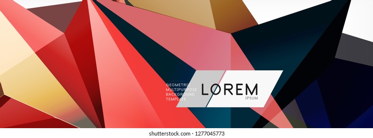 3d card on light backdrop. Abstract triangle pattern. Futuristic vector geometric background.