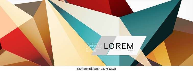 3d card on light backdrop. Abstract triangle pattern. Futuristic vector geometric background.