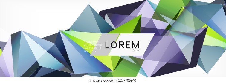 3d card on light backdrop. Abstract triangle pattern. Futuristic vector geometric background.