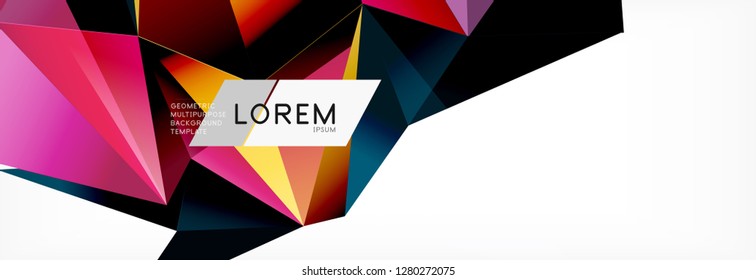 3d card on light backdrop. Abstract triangle pattern. Futuristic vector geometric background.