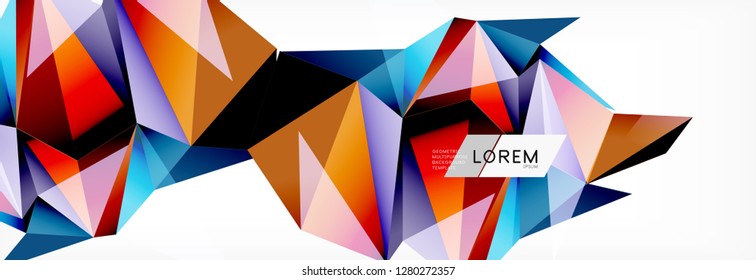 3d card on light backdrop. Abstract triangle pattern. Futuristic vector geometric background.
