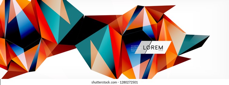 3d card on light backdrop. Abstract triangle pattern. Futuristic vector geometric background.