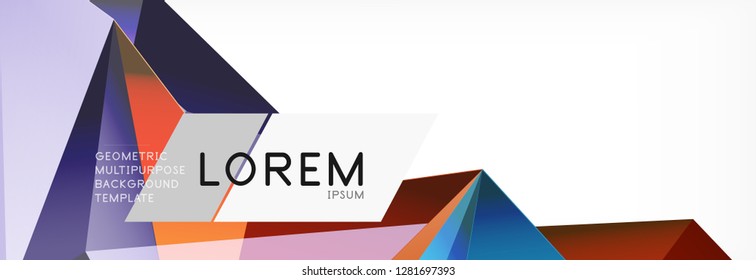 3d card on light backdrop. Abstract triangle pattern. Futuristic vector geometric background.