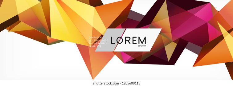 3d card on light backdrop. Abstract triangle pattern. Futuristic vector geometric background.