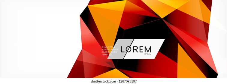 3d card on light backdrop. Abstract triangle pattern. Futuristic vector geometric background.