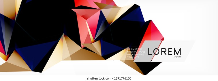 3d card on light backdrop. Abstract triangle pattern. Futuristic vector geometric background.