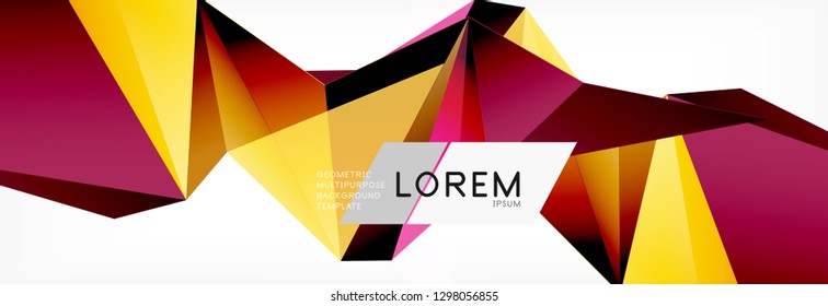 3d card on light backdrop. Abstract triangle pattern. Futuristic vector geometric background.