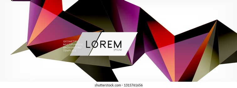 3d card on light backdrop. Abstract triangle pattern. Futuristic vector geometric background.