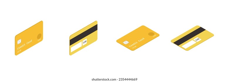 3D Card Set. Isometric Flat Vector Credit Concep Illustration