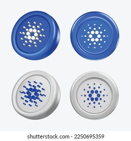 3d Cardano Cryptocurrency Coin (ADA) on white background. Vector illustration