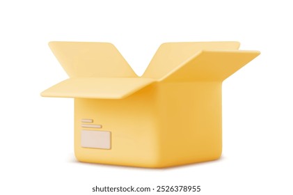 Icono de caja de cartón 3D sobre fondo blanco. Render caja de carga de entrega. Vector realista en 3D