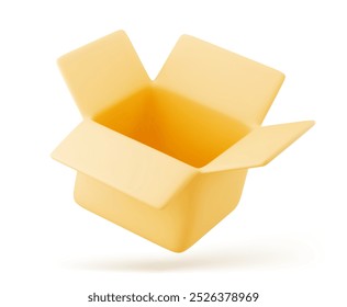 Icono de caja de cartón 3D sobre fondo blanco. Render caja de carga de entrega. Vector realista en 3D