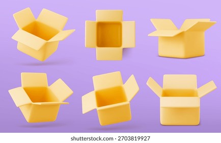 3D cardboard box icon. Render delivery cargo box. 3d realistic vector
