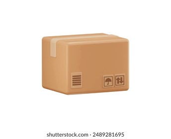 Icono de caja de cartón 3D Ilustración vectorial