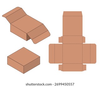 3D caixa de papelão empacotamento Die Cut Template