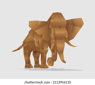 3d Cardboard box packed Elephant 