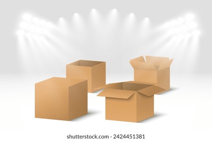 3D cardboard boxes for delivery Isometric paper containers	
