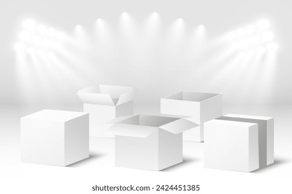 3D cardboard boxes for delivery Isometric paper containers	