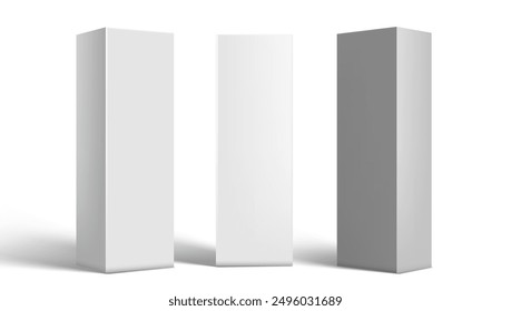 3D Cardboard Boxes Mockup Set. Front And Half Side View. EPS10 Vector