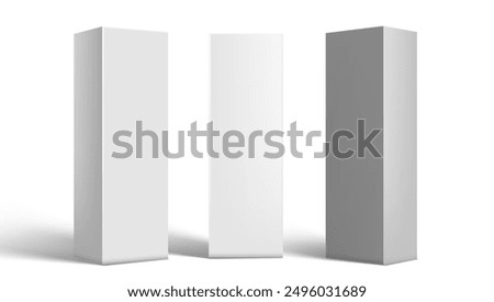 3D Cardboard Boxes Mockup Set. Front And Half Side View. EPS10 Vector