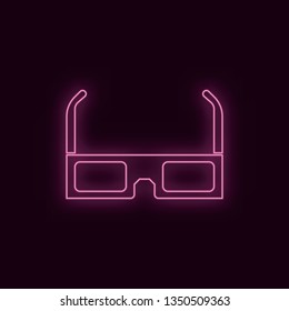 3d cardboard glasses, neon, icon. Theater ruby color neon ui ux icon. Theater sign logo vector - Vector