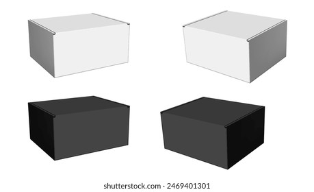 3D Cardboard Packaging Box With Close Lid Isolated On White Background. EPS10 Vector