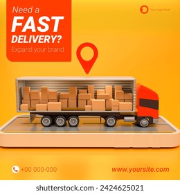 3d Cargo Logistic delivery service concept, Global logistics network, 3d render illustration, delivery, ecommerce, social media, drop shipping