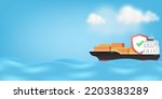 3d Cargo ship, freighter with containers,and shield with checkmark icon. Sea delivery and freight insurance services,international shipping, shipping insurance,cargo insurance.3D Vector illustration.