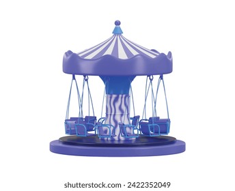 3d Carousel icon concept of amusement park 3d illustration