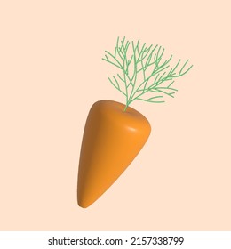 3d carrot icon isolated on a biege background. 3d shape vector illustration.