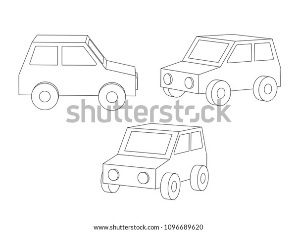 3d cars, outline drawing. perspective view.\
generic design. vector\
illustration