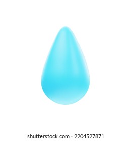 3d Cartoon Blue Drop Sign Isolated on White Background. Vector Illustration of 3d Render.