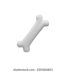 3d cartoon bone. Three-dimensional anatomy symbol. Dog, pet, puppy realistic toy. Halloween Vector illustration - human skeleton. White biological material for medicine. Rendering calcium structure