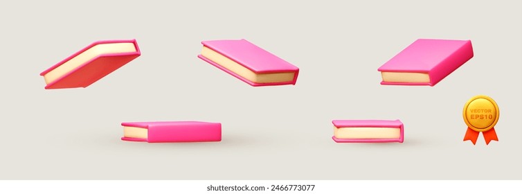 3D-Cartoon-Buch-Set. Bildung Elemente