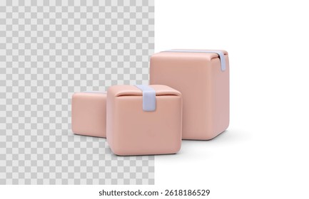 3D Cartoon Boxes in Soft Pastel Colors with Minimal Design for Shipping, Packaging, or Delivery Concepts. Clean and Modern Style. Vector Illustration.