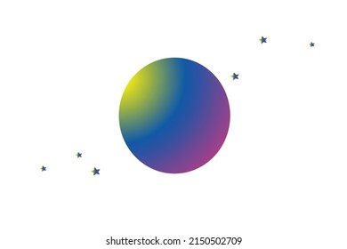 3D cartoon brightly colored full moon and stars. and moonlight luna elements isolated on white background. night festival concept.